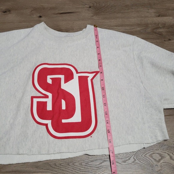 Champion Sweatshirt Womens Large Gray Crop Reverse Weave Sweater Lounge Casual - Picture 5 of 7